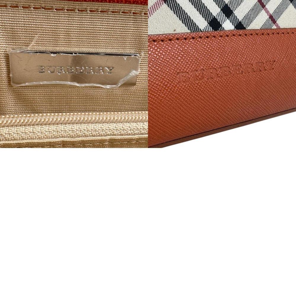 Burberry Handbag Canvas Leather Beige Orange Silver Women's Z6566 - Picture 5 of 5